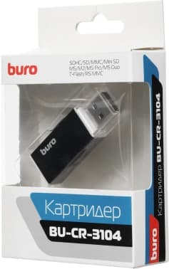 Устройство чтения карт памяти USB2.0 Buro BU-CR-3104 черный - фото 5
