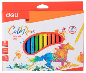 Фломастеры Deli EC10010 ColoRun Вентилируемый 18цв. коробка с европодвесом - фото 2