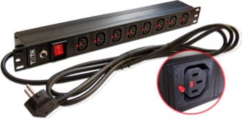 Блок распределения питания Lanmaster TWT-PDU-10A8C3L-3.0 гор.размещ. 8xC13 базовые 10A Schuko 3м - фото 2