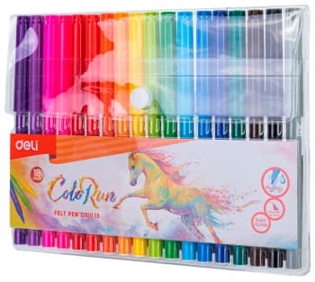 Фломастеры Deli EC10013 ColoRun Вентилируемый 18цв. пакет с европодвесом - фото 5