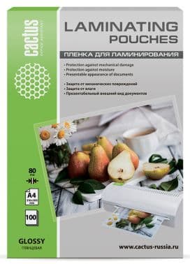 Пленка для ламинирования Cactus 80мкм A4 (100шт) глянцевая 216x303мм CS-LPGA480100 - фото 5