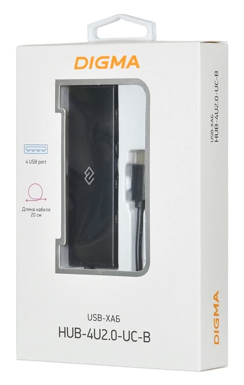 Разветвитель USB-C Digma HUB-4U2.0-UC-B 4порт. черный - фото 5