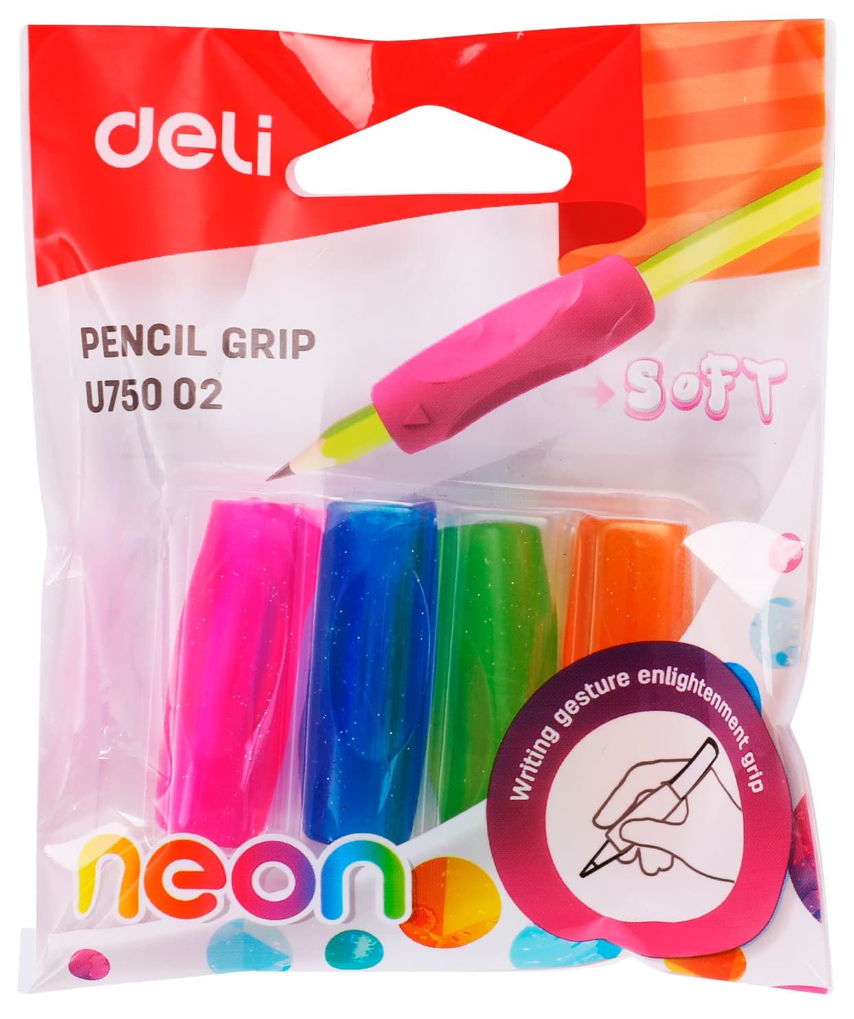 Колпачок-манжета для чернографитных карандашей Deli EU75002 Neon силикон ассорти (упак.:4шт) - фото 4