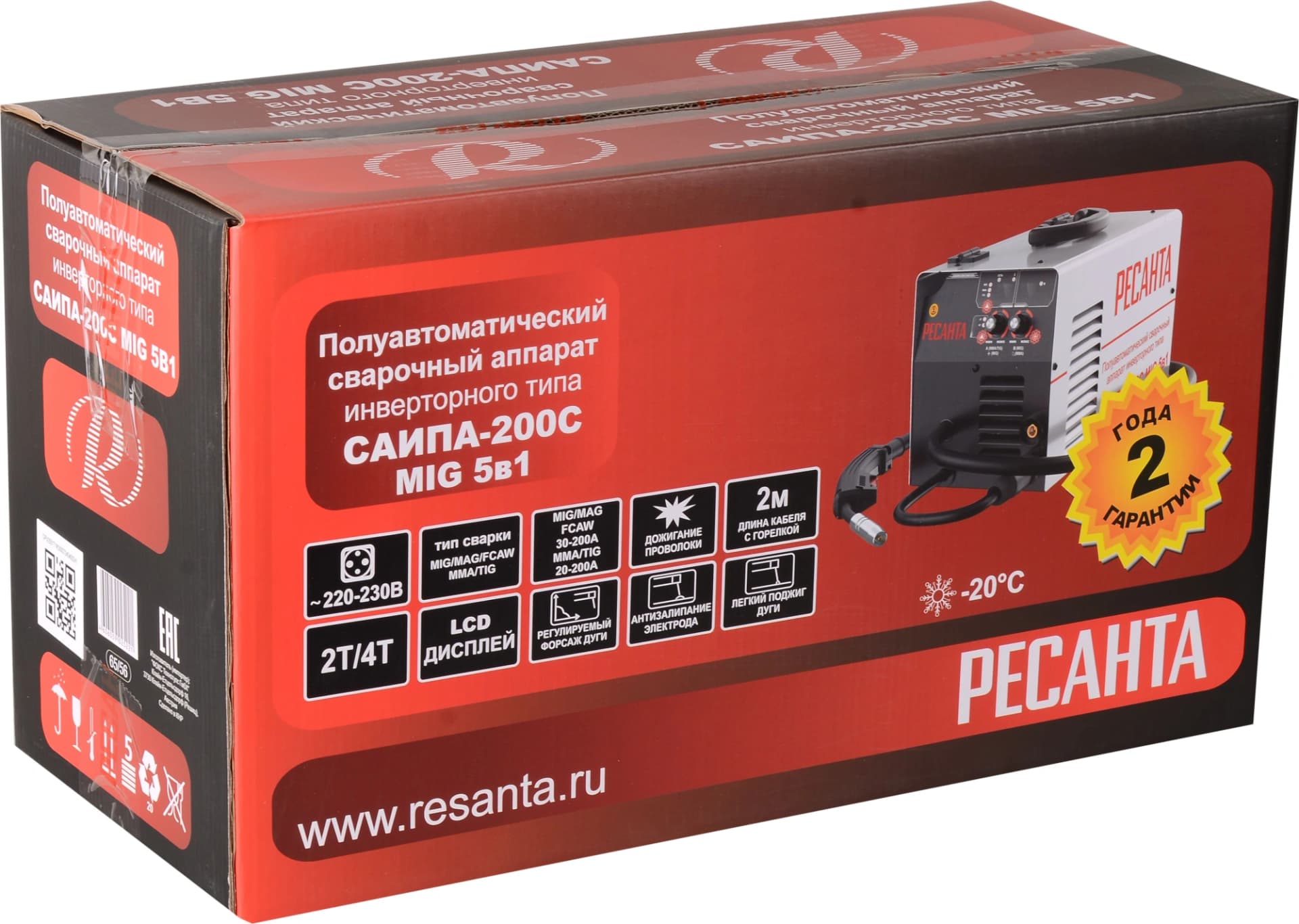 Сварочный аппарат Ресанта САИПА-200C инвертор MIG-MAG/ММА DC - фото 4