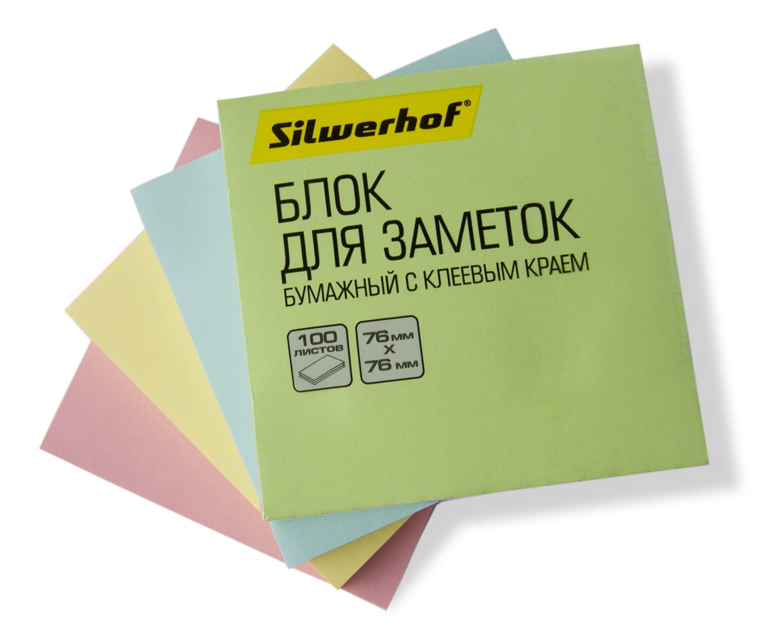 Блок самоклеящийся бумажный Silwerhof 682156-06 76x76мм 100лист. 75г/м2 пастель зеленый - фото 2