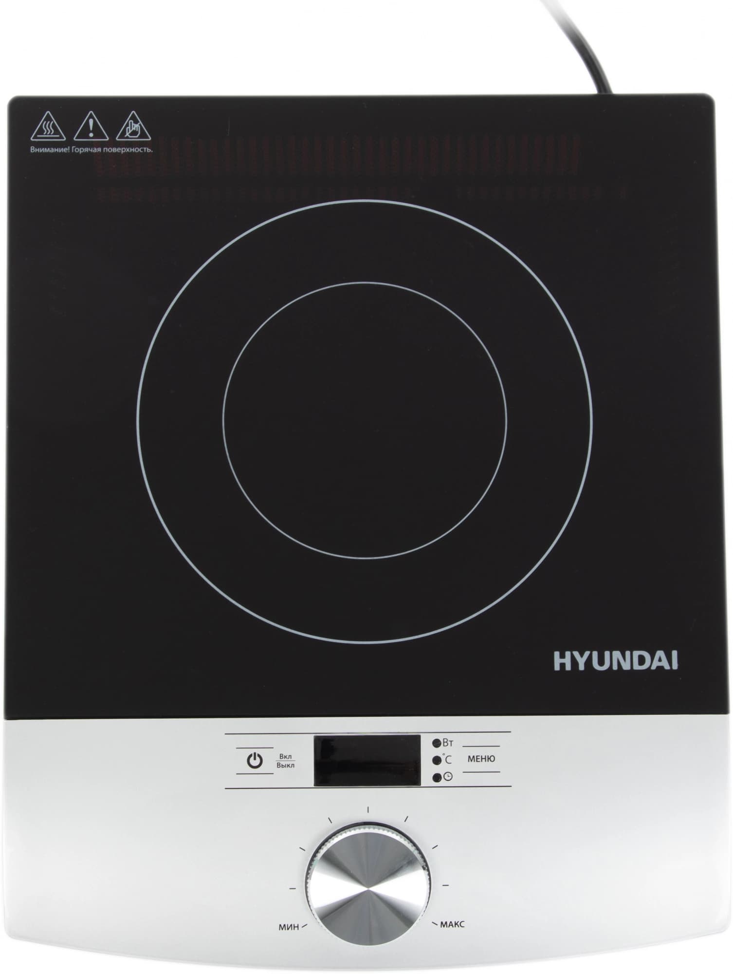 Плита Индукционная Hyundai HYC-0102 серебристый/черный стеклокерамика (настольная)