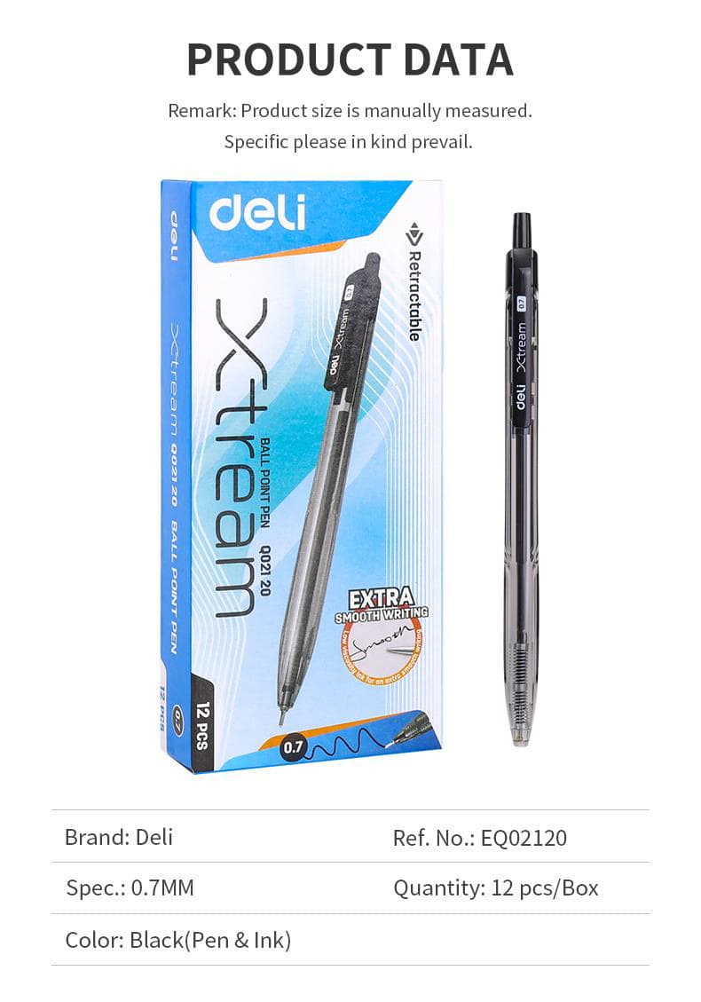 Ручка шариков. автоматическая Deli X-tream EQ02120 черный d=0.7мм черн. сменный стержень линия 0.4мм - фото 4