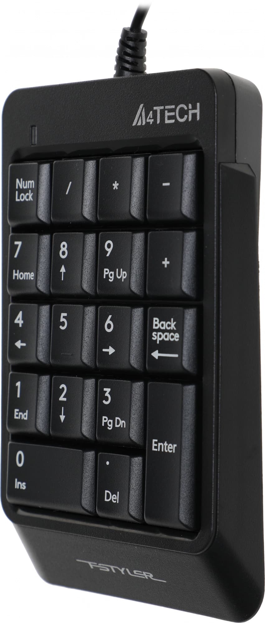 Числовой блок A4Tech FK13P черный USB slim для ноутбука (FK13P BLACK) кабель 1.5м - фото 3