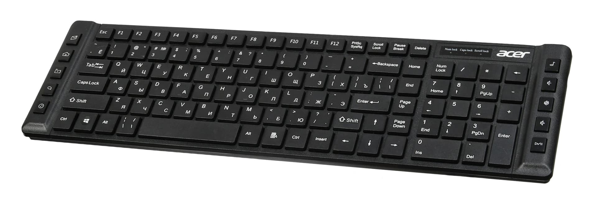 Клавиатура Acer OKW010 черный USB slim Multimedia (ZL.KBDEE.002) кабель 1.45м - фото 4