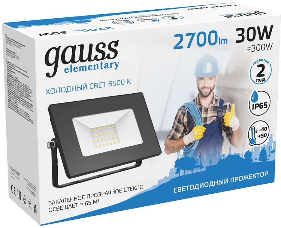 Прожектор уличный Gauss Elementary 613100330 светодиодный 30Втчерный - фото 4