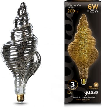Лампа филам. Gauss Filament Vintage 6Вт цок.:E27 спираль 220B св.свеч.бел.теп. (упак.:1шт) (166802008) - фото 2