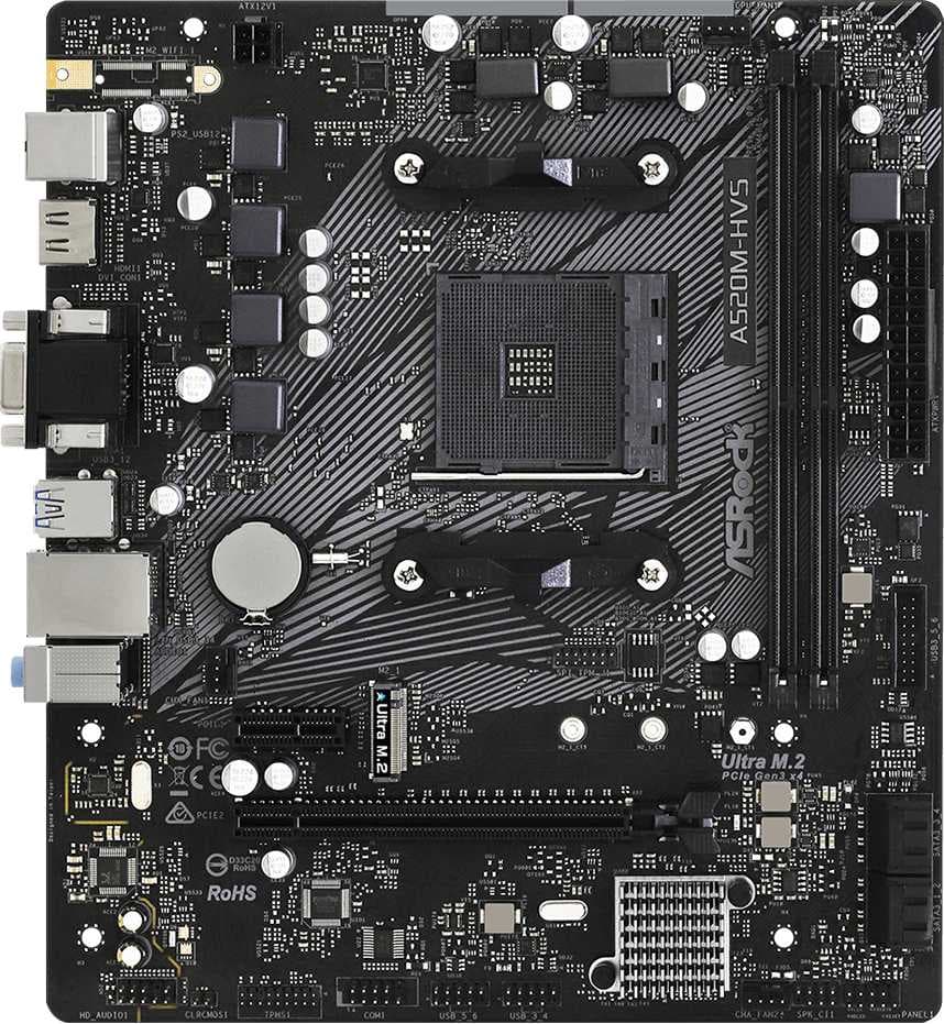 Материнская плата Asrock A520M-HVS Soc-AM4 AMD A520 2xDDR4 mATX AC`97 8ch(7.1) GbLAN RAID+VGA+HDMI - фото 4