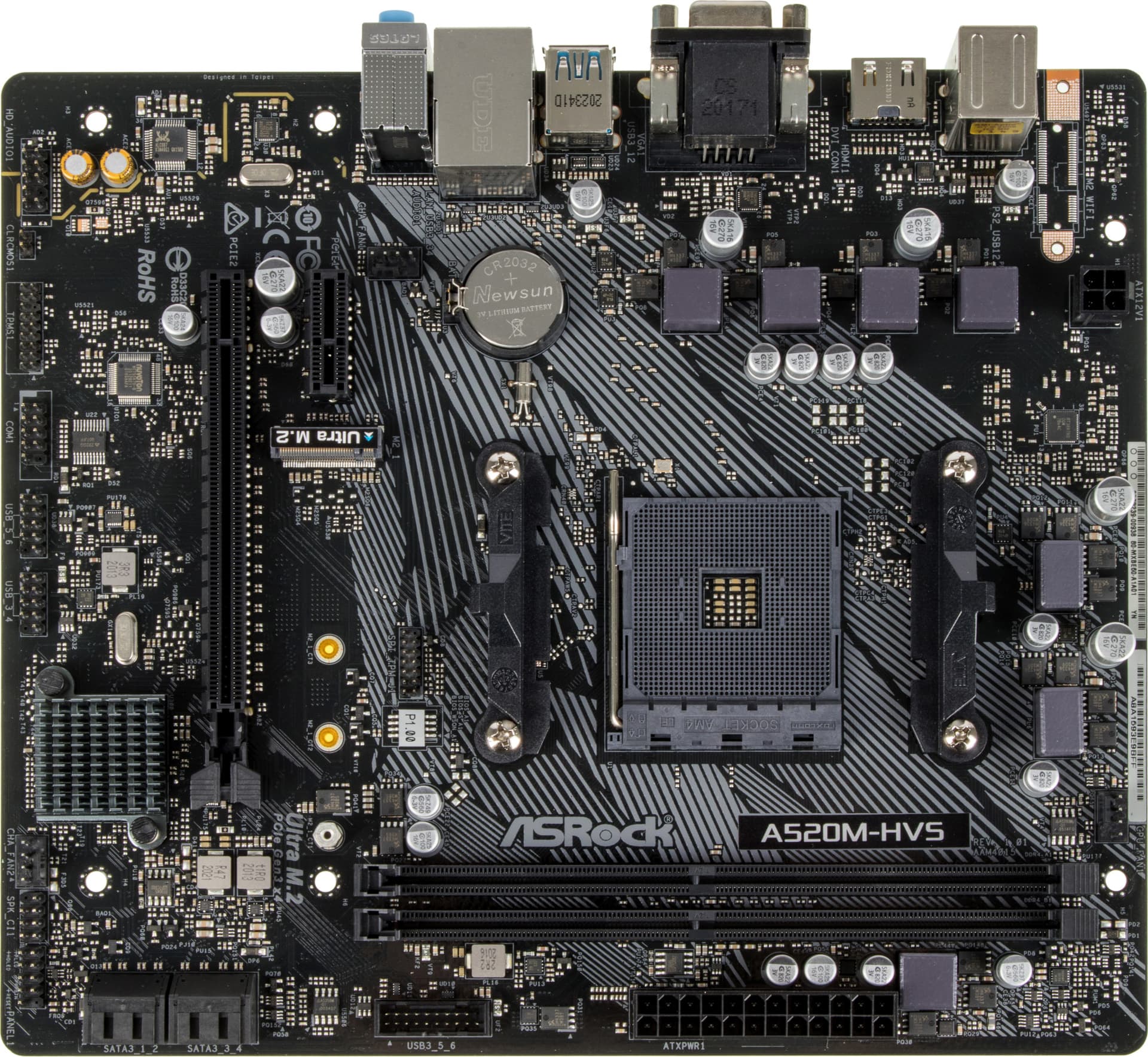 Материнская плата Asrock A520M-HVS Soc-AM4 AMD A520 2xDDR4 mATX AC`97 8ch(7.1) GbLAN RAID+VGA+HDMI - фото 5