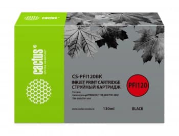 Картридж струйный Cactus CS-PFI120BK PFI-120 BK черный пигментный (130мл) для Canon imagePROGRAF TM-200/TM-205/TM-300/TM-305/TM-350 с чипом - фото 2