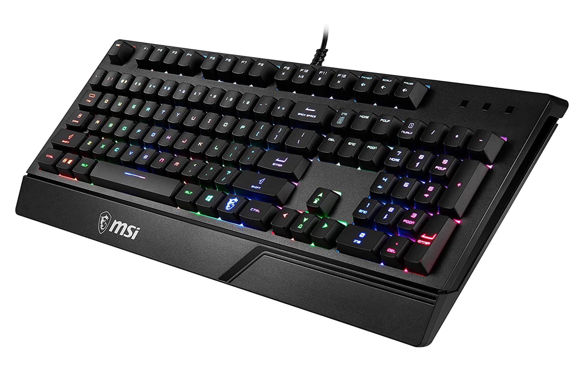 Клавиатура MSI Vigor GK20 RU черный USB Multimedia for gamer LED (подставка для запястий) (S11-04RU230-CLA) кабель 1.8м - фото 2