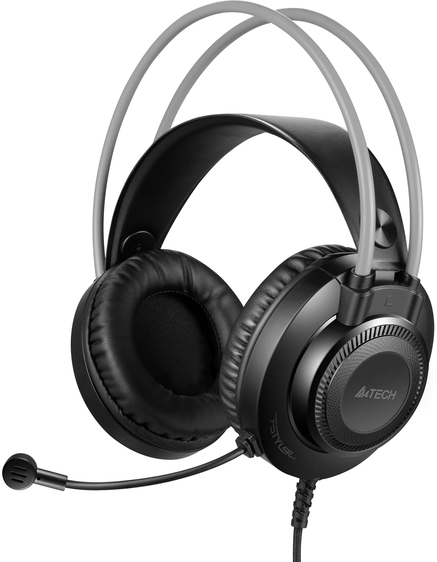 Наушники с микрофоном A4Tech Fstyler FH200U серый 2м накладные USB оголовье (FH200U GREY) - фото 3
