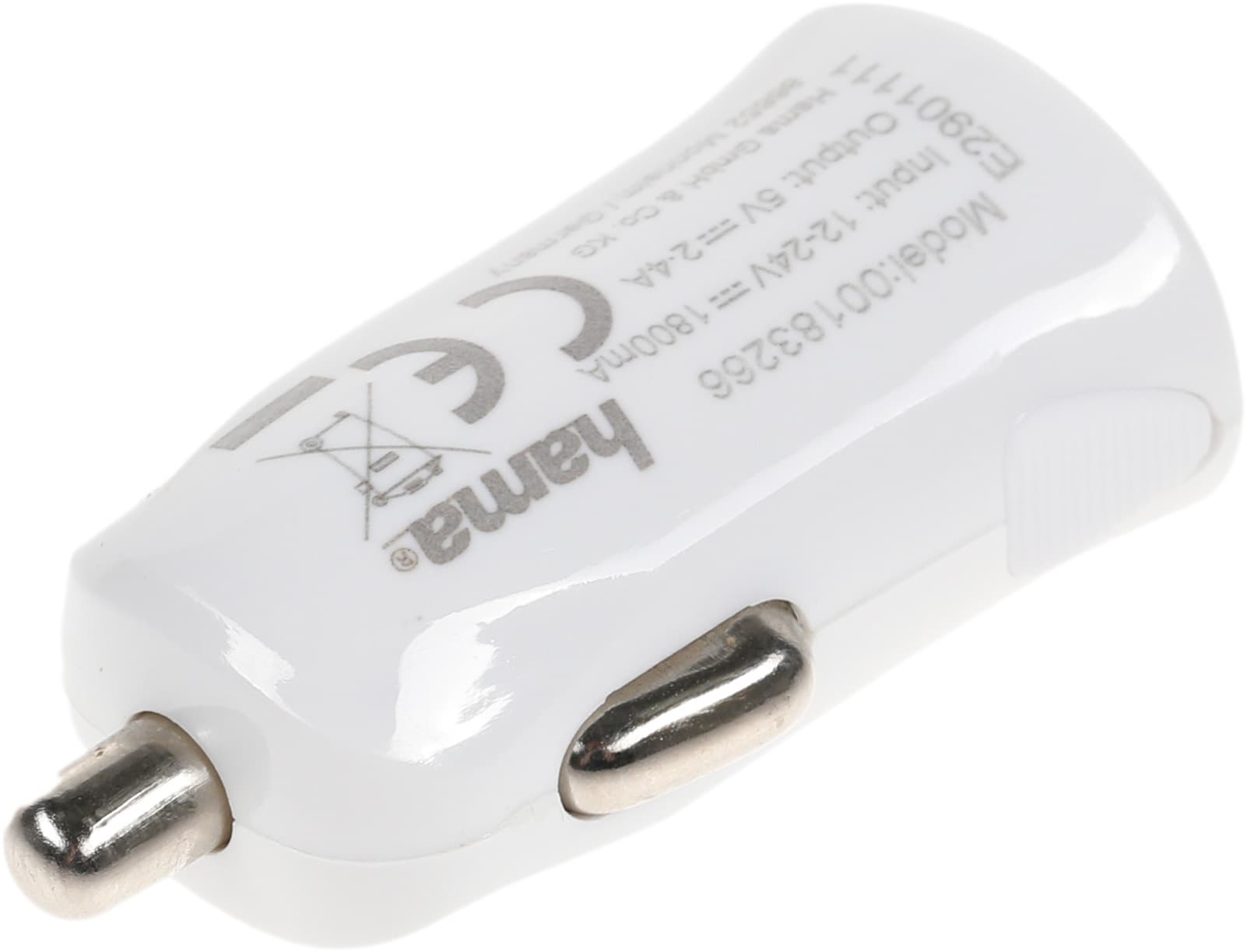 Автомобильное зар./устр. Hama H-183266 12W 2.4A USB для Apple белый (00183266) - фото 3