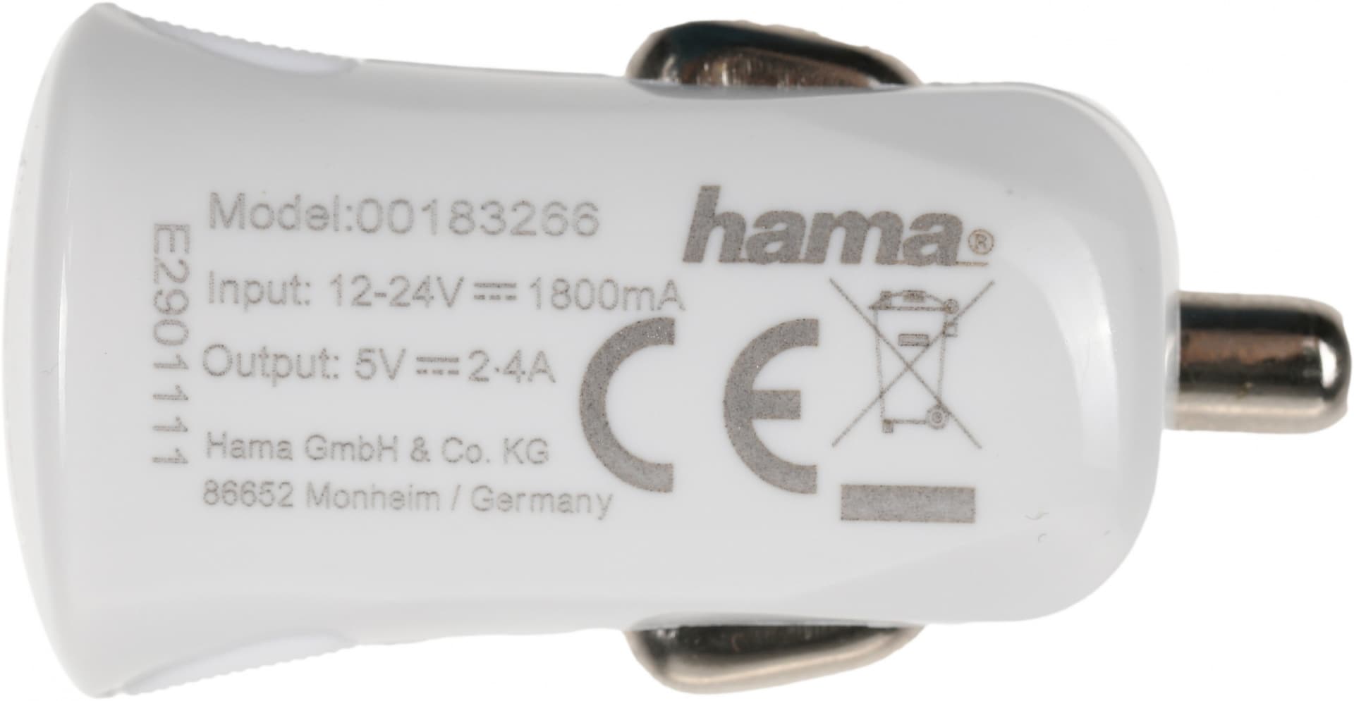 Автомобильное зар./устр. Hama H-183266 12W 2.4A USB для Apple белый (00183266) - фото 4