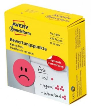 Этикетки Avery Zweckform 3859 250шт на листе диаметр 19мм/70г/м2/красный самоклей. универсальная - фото 2
