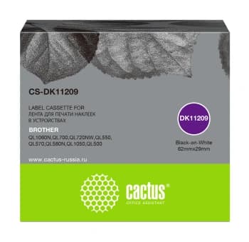 Картридж ленточный Cactus CS-DK11209 DK-11209 черный на белом для Brother P-touch QL-500, QL-550, QL-700, QL-800 - фото 2