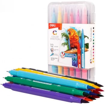 Фломастеры Deli EC151-12 Color Emotion 12цв. пластиковая коробка (12шт.) - фото 2
