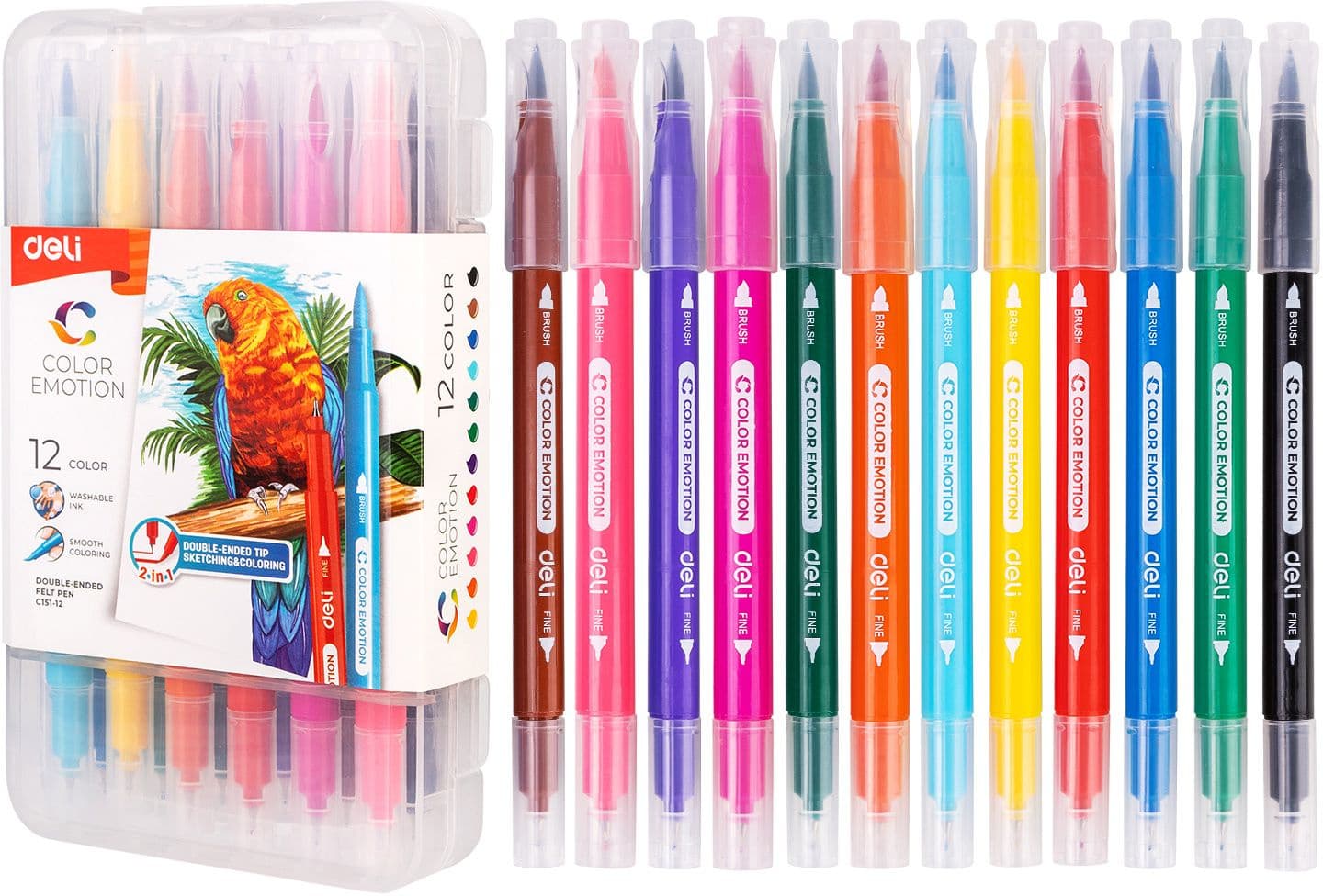 Фломастеры Deli EC151-12 Color Emotion 12цв. пластиковая коробка (12шт.) - фото 4