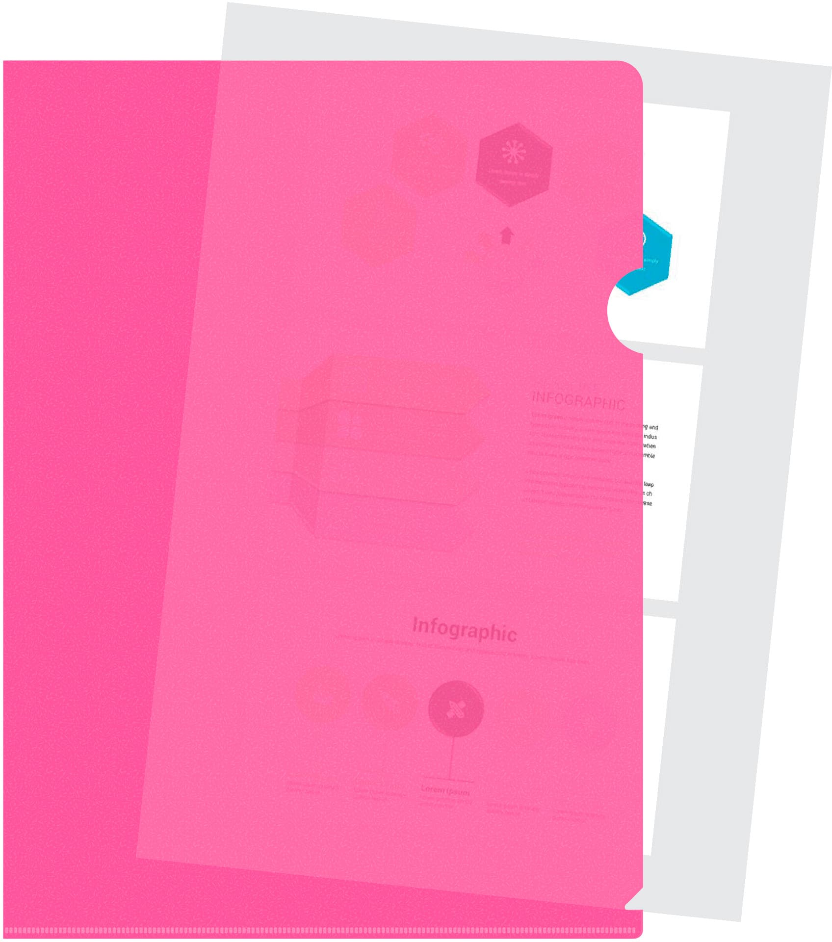 Папка-уголок Бюрократ Double Neon DNECPINK A4 пластик 0.18мм розовый - фото 2