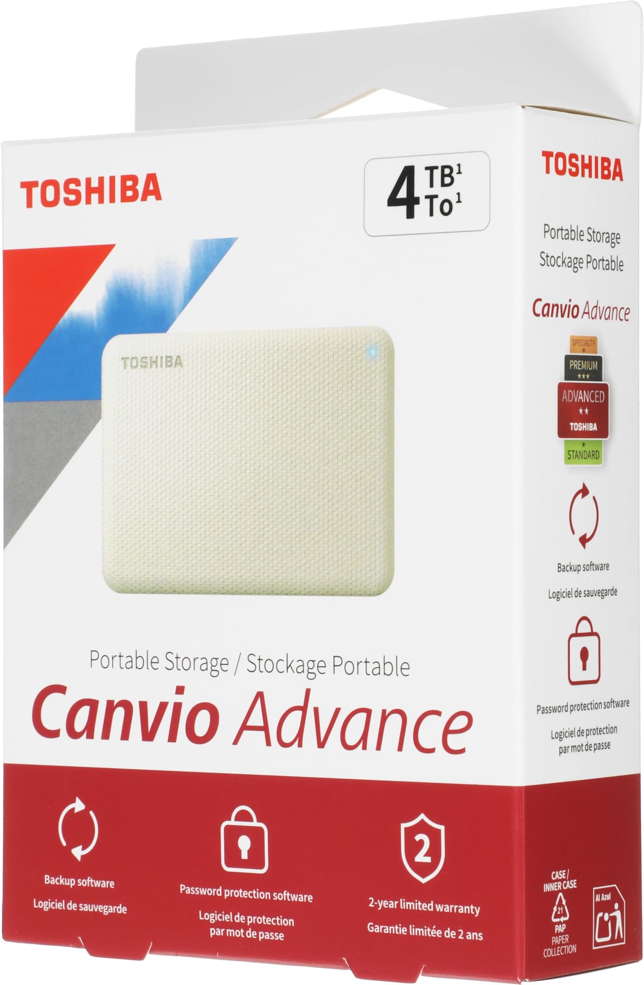 Жесткий диск Toshiba USB3.0 4TB HDTCA40EW3CA Canvio Advance 2.5" светло-бежевый