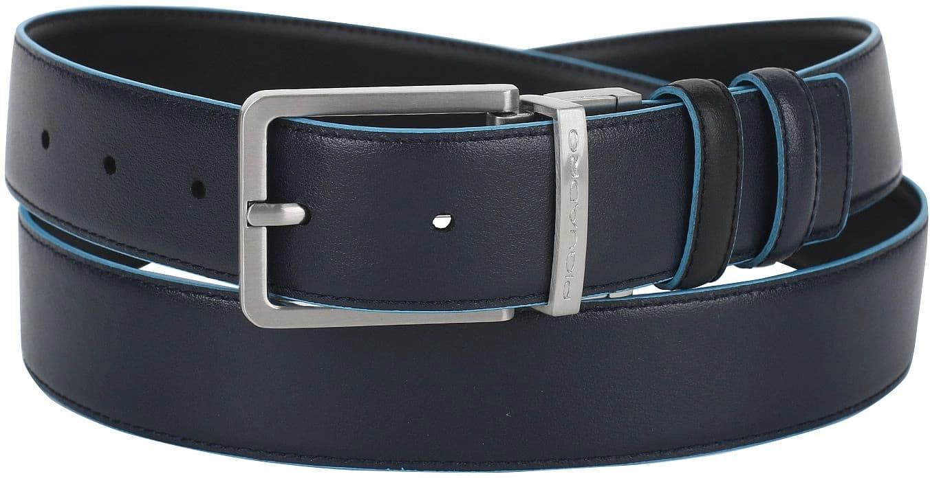 Ремень мужской Piquadro Blue Square CU2619B2/NBLU2 регулир. 127х3.5см черный/темно-синий натур.кожа