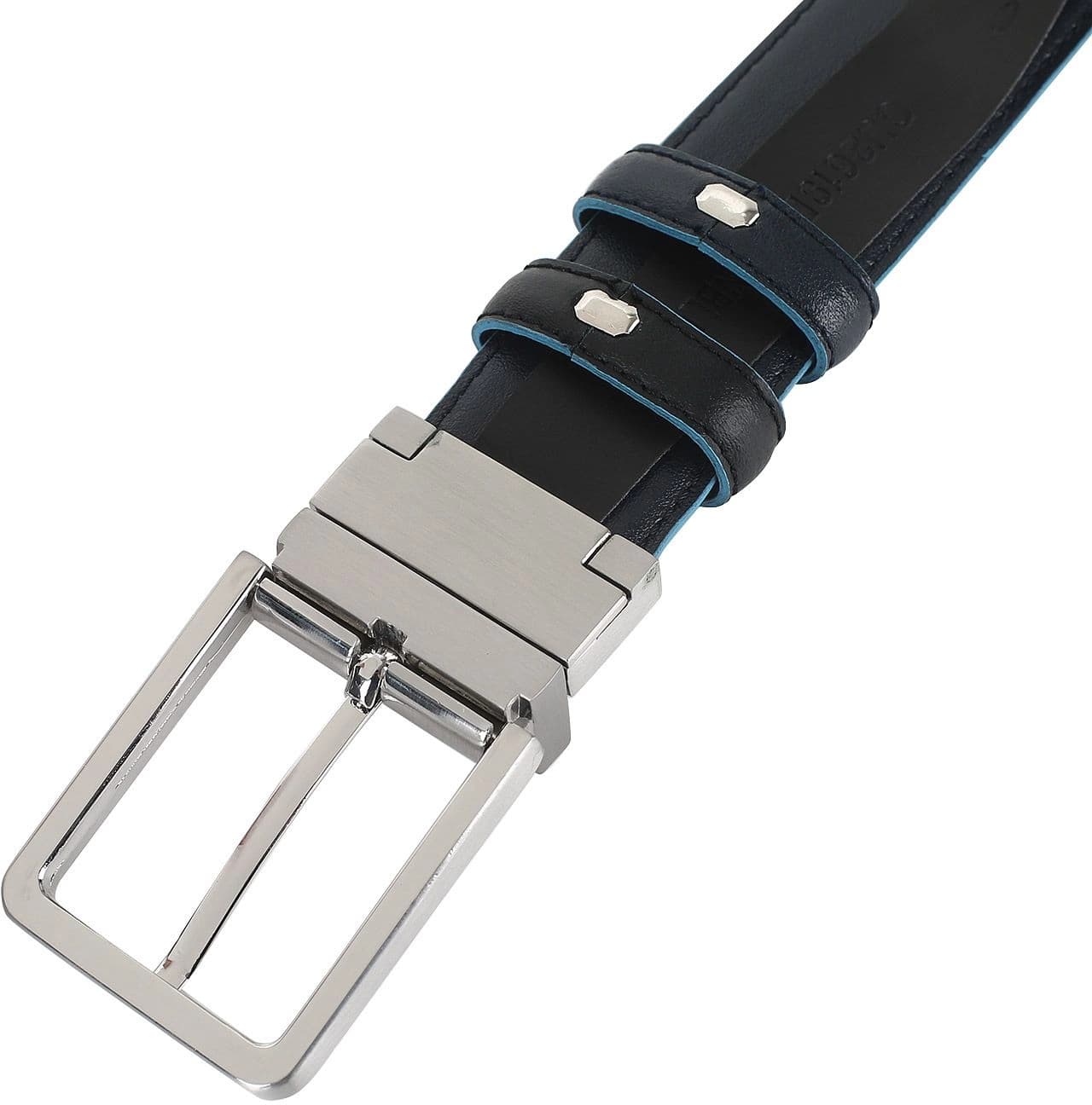 Ремень мужской Piquadro Blue Square CU2619B2/NBLU2 регулир. 127х3.5см черный/темно-синий натур.кожа - фото 4