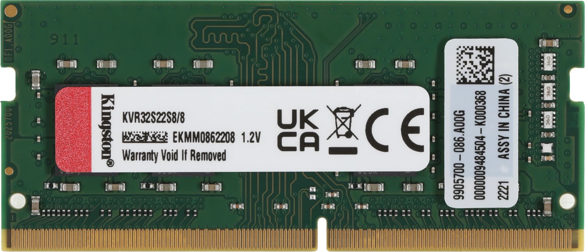 Память DDR4 8Gb 3200MHz Kingston KVR32S22S8/8 VALUERAM RTL PC4-25600 CL22 SO-DIMM 260-pin 1.2В single rank Ret - фото 3