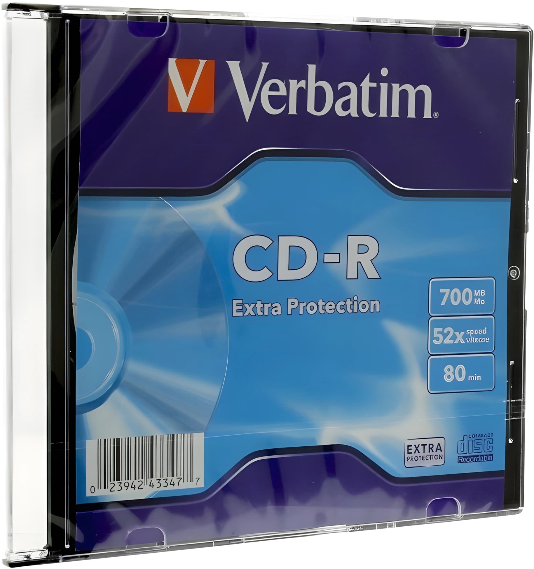 Диск CD-R Verbatim 700Mb 52x Slim case (1шт) (43347) - фото 4