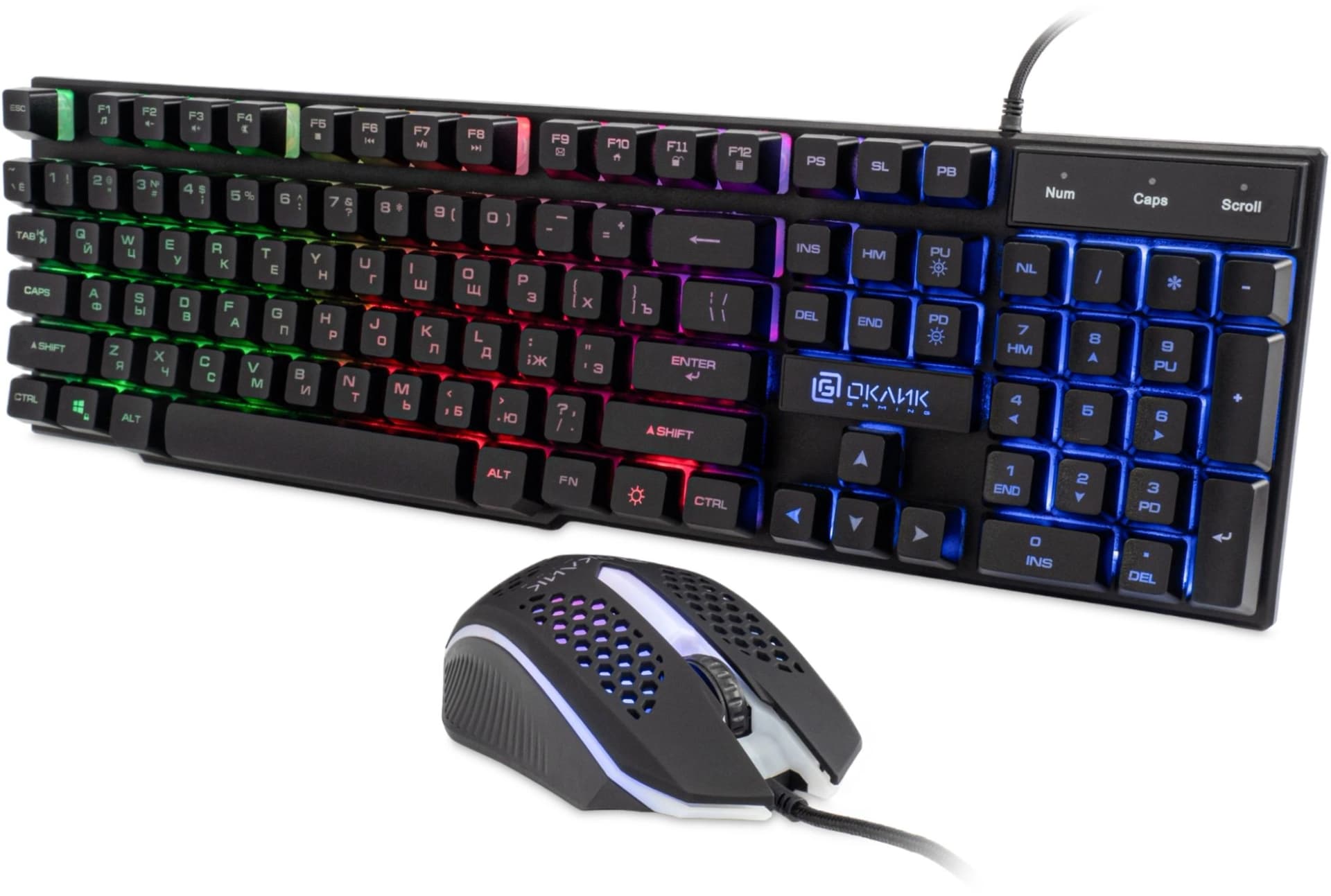 Клавиатура + мышь Оклик 400GMK клав:черный мышь:черный USB LED (1546779) - фото 4