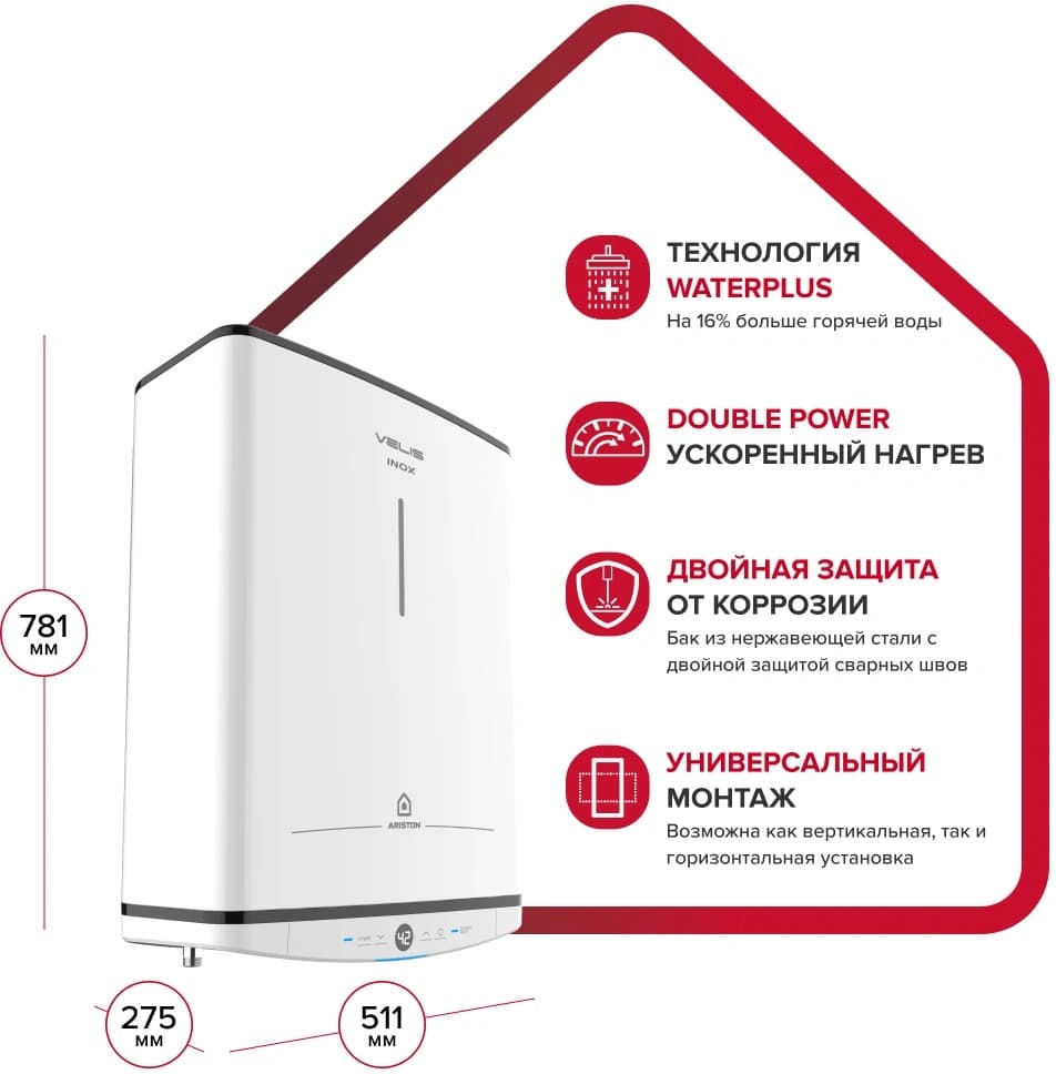 Водонагреватель Ariston Velis Tech Inox PW ABSE 50 2.5кВт 50л электрический настенный/белый - фото 5
