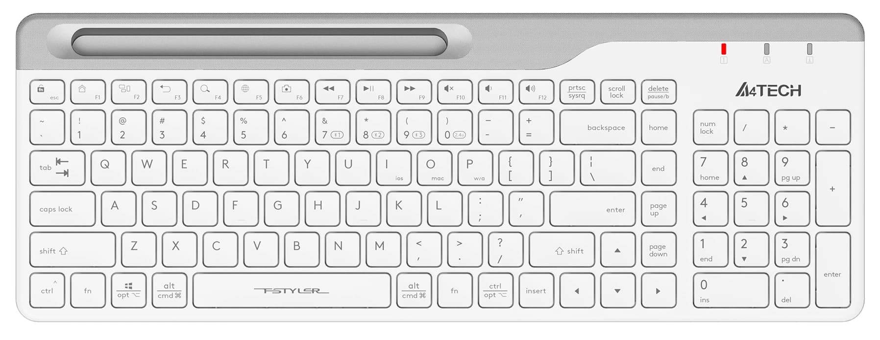 Клавиатура A4Tech FBK25 белый/серый USB беспроводная BT/Radio slim Multimedia (FBK25 WHITE)