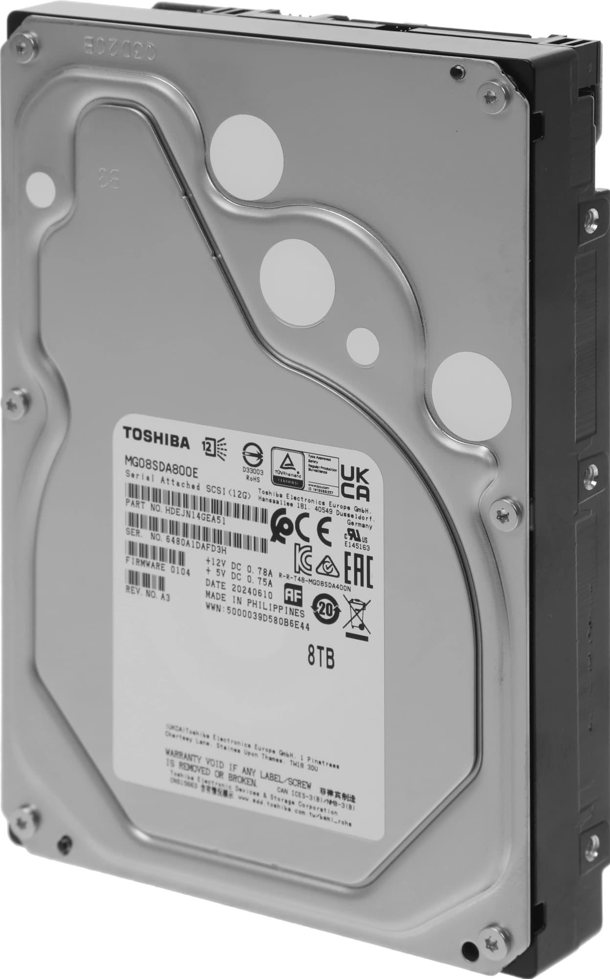 Жесткий диск Toshiba SAS 3.0 8Tb MG08SDA800E Enterprise Capacity (7200rpm) 256Mb 3.5" - фото 5