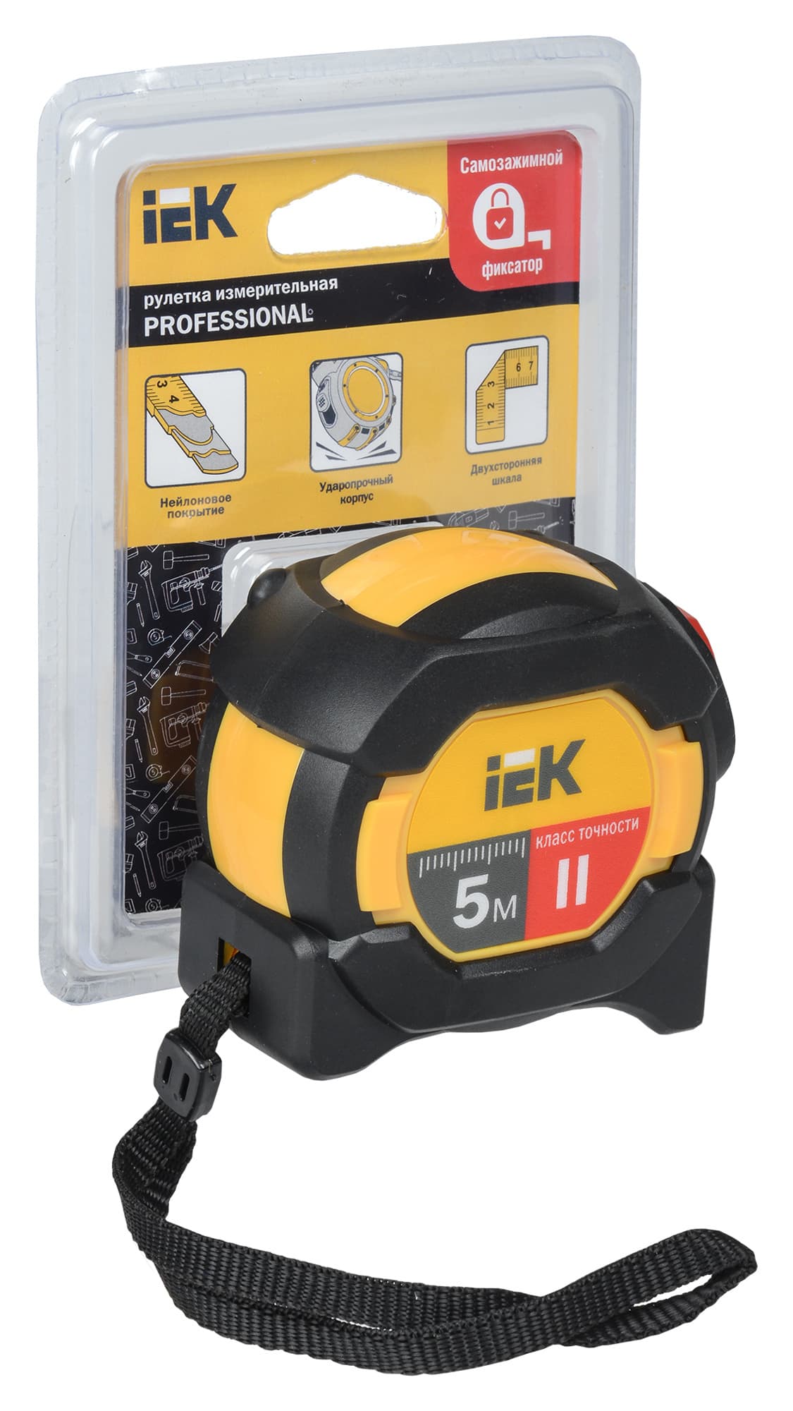Рулетка строительная IEK Professional TIR10-3-005 дл.полотна 5м изм.шкала в см зацеп двусторонний желтый/черный - фото 4
