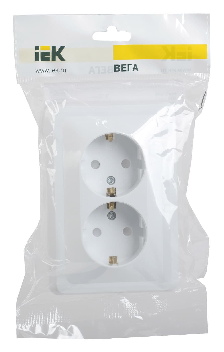 Розетка силов. IEK Вега ERV24-K01-16-DM 2розет. двойн. скрыт. зазем. штор. крыш. IP20 белый (упак.:1шт) - фото 4