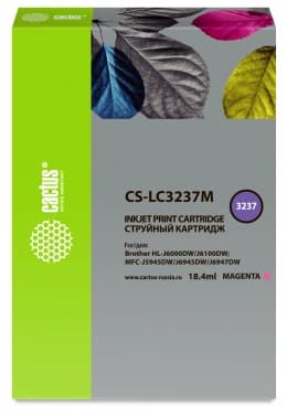 Картридж струйный Cactus CS-LC3237M пурпурный (18.4мл) для Brother HL-J6000DW/J6100DW с чипом - фото 2