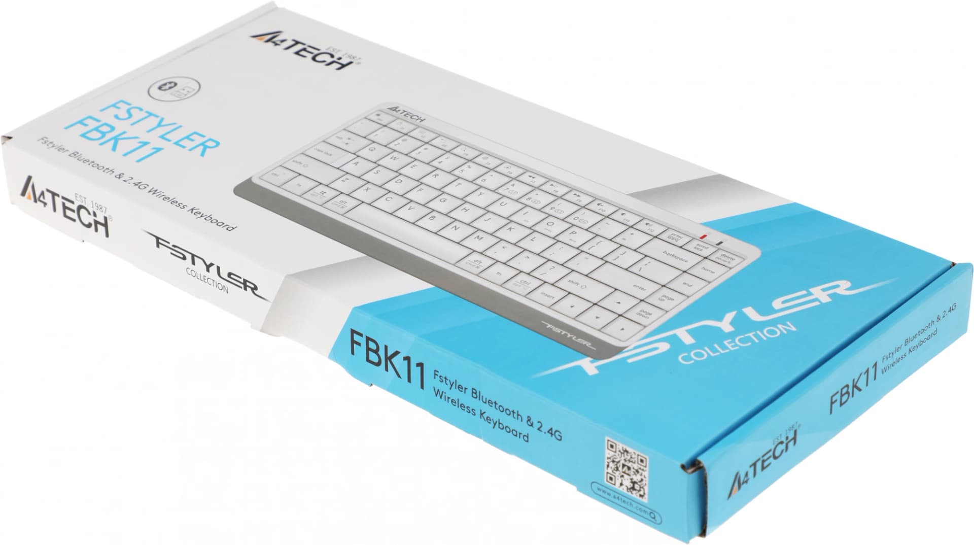 Клавиатура A4Tech FBK11 белый/серый USB беспроводная BT/Radio slim (FBK11 WHITE) - фото 5
