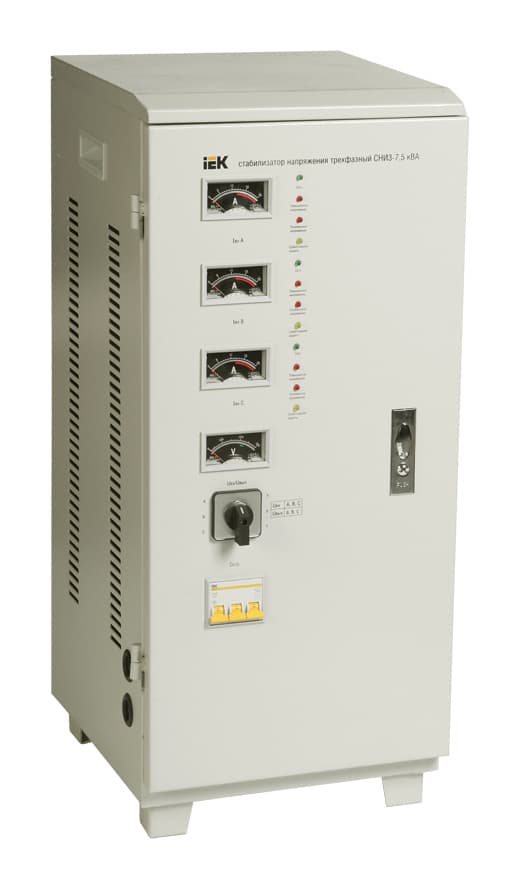 Стабилизатор напряжения IEK СНИ3 7.5кВА трехфазный серый (IVS10-3-07500)