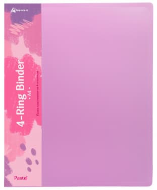 Папка панорама на 4-х кольцах Бюрократ Pastel PAST0740/4RPINK A4 пластик 0.7мм кор.40мм торц.карм с бум. встав розовый - фото 2