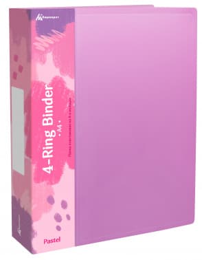 Папка панорама на 4-х кольцах Бюрократ Pastel PAST0740/4RPINK A4 пластик 0.7мм кор.40мм торц.карм с бум. встав розовый - фото 5