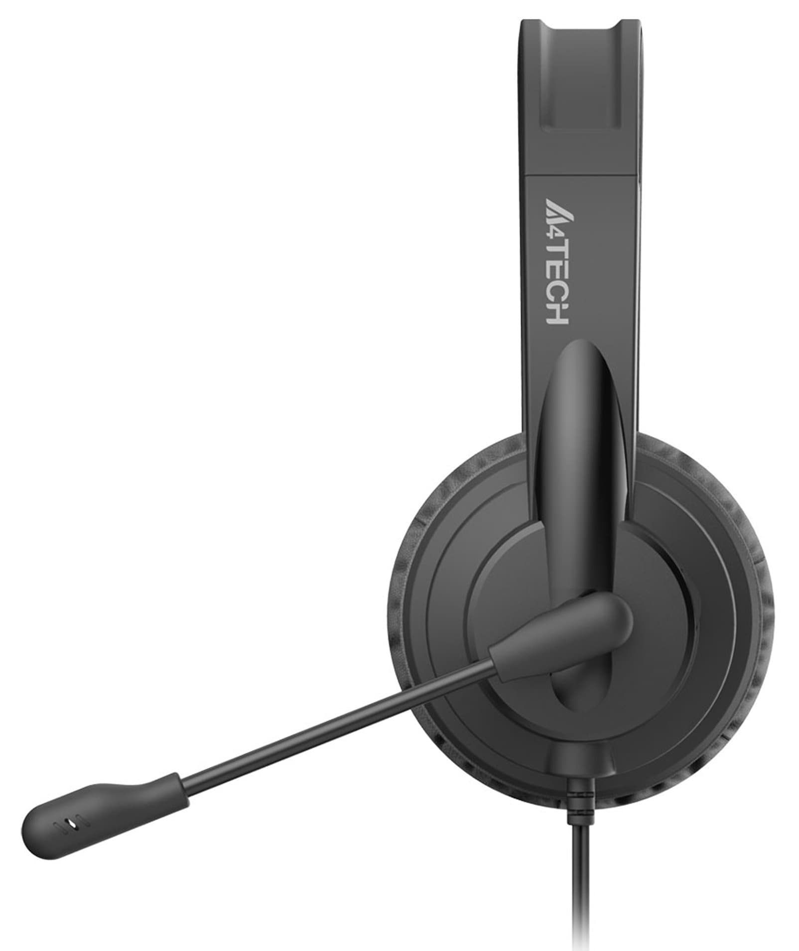 Наушники с микрофоном A4Tech HU-11 черный 2м накладные USB оголовье (HU-11/USB/BLACK) - фото 4