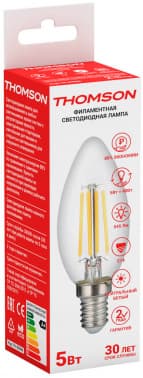 Лампа филам. Thomson Filament TH-B2066 5Вт цок.:E14 свеча 220B св.свеч.бел.нейт. Candle (упак.:1шт) - фото 5