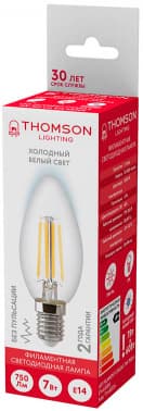 Лампа филам. Thomson Filament TH-B2334 7Вт цок.:E14 свеча 220B св.свеч.бел.хол. Candle (упак.:1шт) - фото 5
