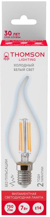 Лампа филам. Thomson Filament TH-B2336 7Вт цок.:E14 свеча 220B св.свеч.бел.хол. Tail Candle (упак.:1шт) - фото 4