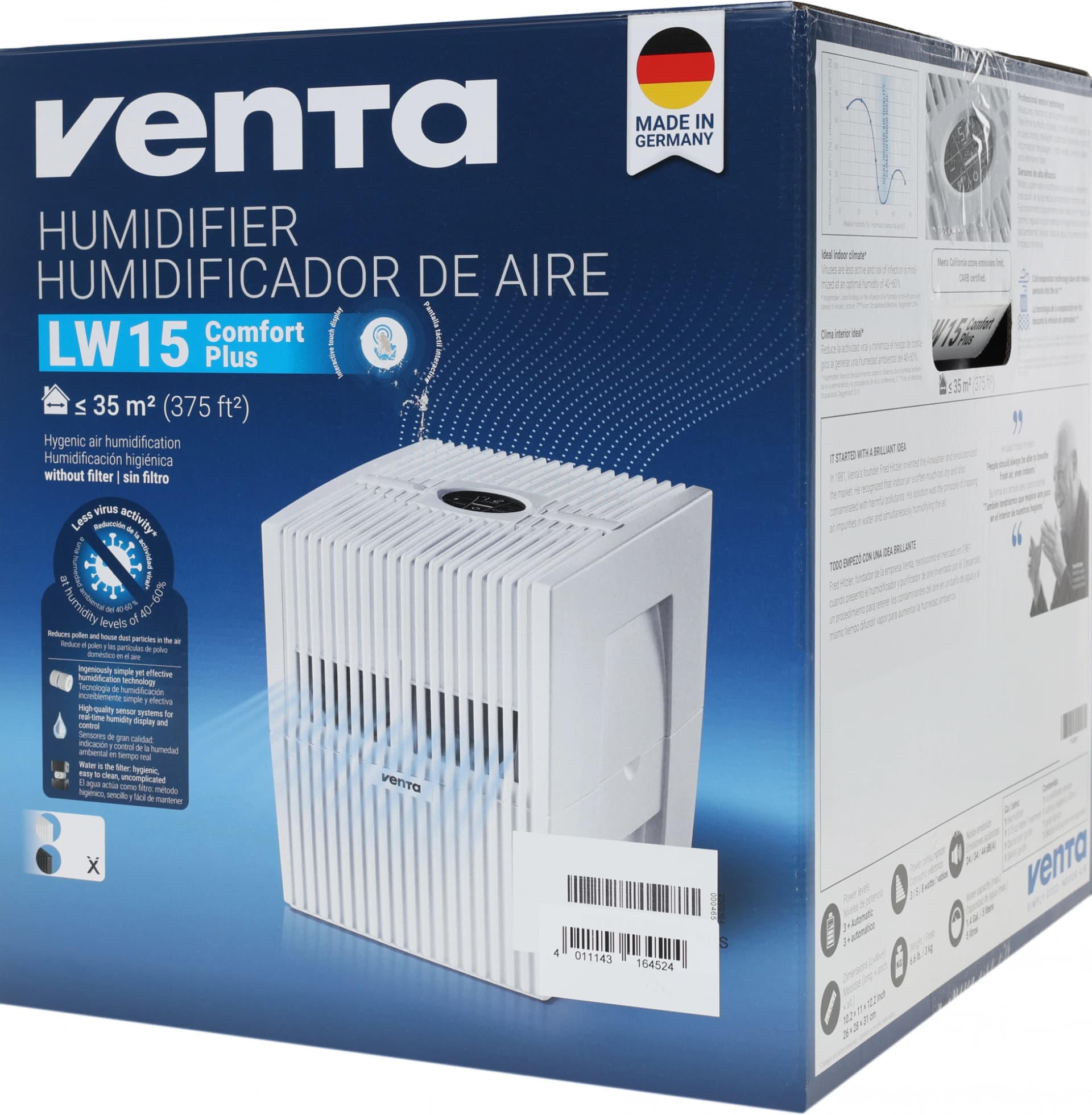 Мойка воздуха Venta Comfort plus LW15 8Вт черный (LW15 COMFORT PLUS SCHWARZ) - фото 2