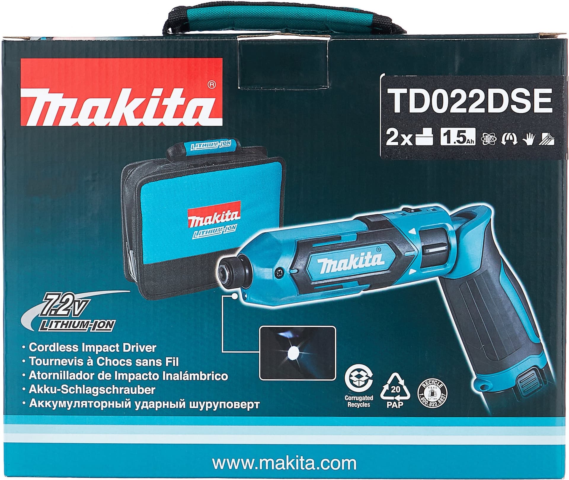Отвертка аккум. Makita TD022DSE аккум. патрон:шестигранник 6.35 мм (1/4) - фото 4