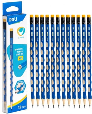 Карандаш ч/г Deli EC016-HB U-Touch HB шестигран. синий (12шт) ластик - фото 2